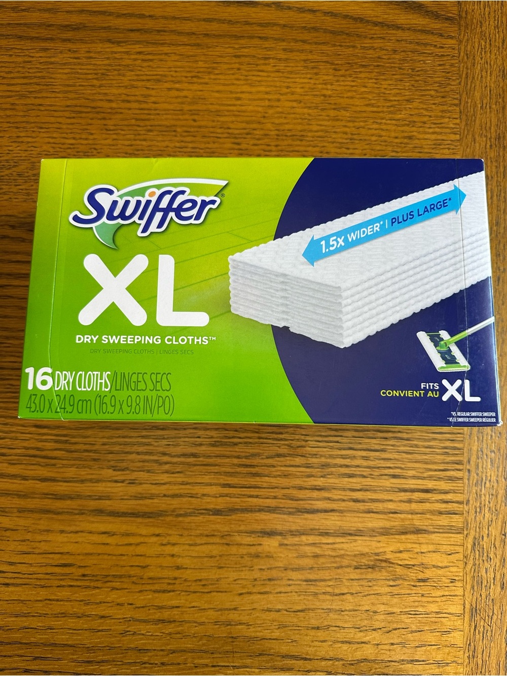 Swiffer XL Dry Sweeping Cloths — Green Packaging with White Text
